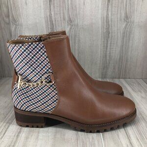 Talbots Ankle Boots Womens 9.5M Tish Chain Brown Leather Zip Booties